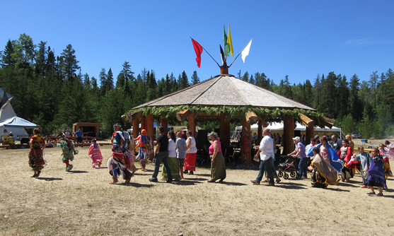 Group gathered for a pow wow